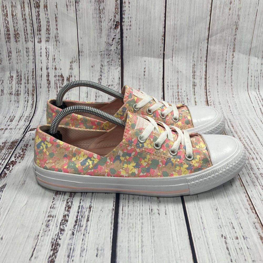 Converse Coral Ox Vapor Pink Floral Sneakers All Star Shoes, Women’s Size 7